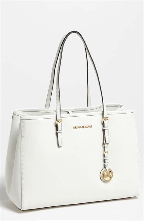 michael kors optic white|Michael Kors white tote bag.